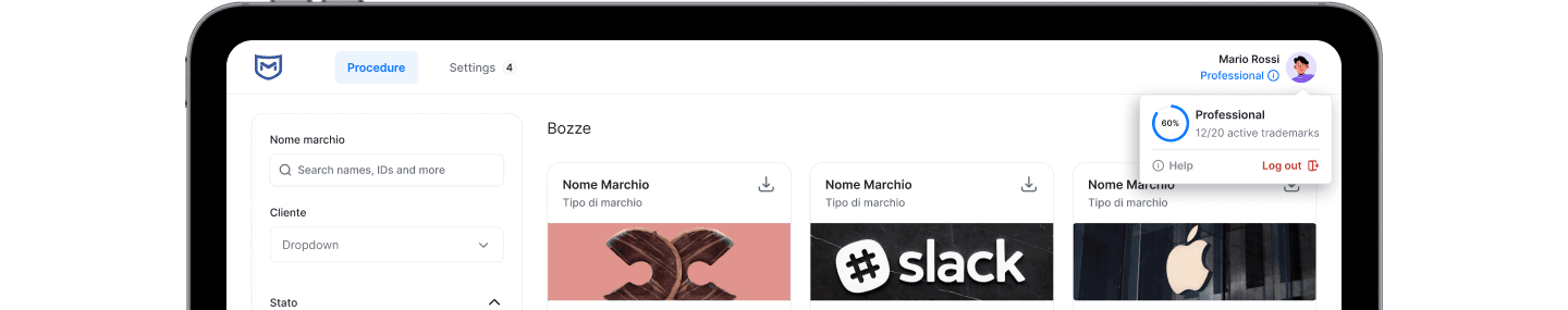 Anteprima della dashboard MarkFilling